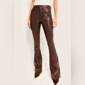 Veronica Beard Beverly Vegan Leather High Rise Skinny Flare Brown Pants Size 30
